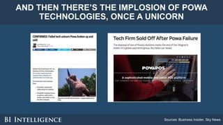 AND THEN THERE’S THE IMPLOSION OF POWA
TECHNOLOGIES, ONCE A UNICORN
Sources: Business Insider, Sky News
 