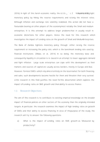 The Impact of Lending Rates on SME Growth: The Case of Zambia | PDF