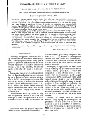 Caldwell 1986 Methane digester effluent as a feedstuffs for layers