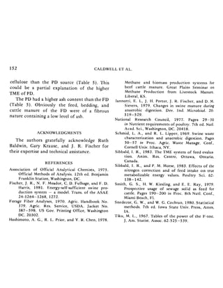 Caldwell 1986 Methane digester effluent as a feedstuffs for layers