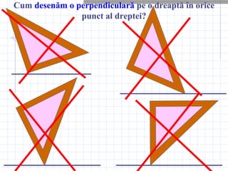 Cum desenăm o perpendiculară pe o dreaptă în orice
punct al dreptei?
 