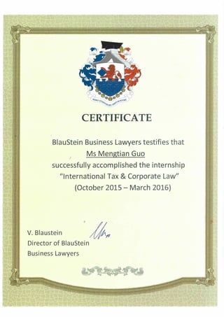 certificate of internship
