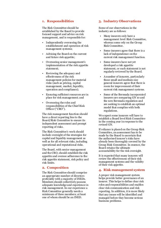 PwC GN10 risk committees 2016