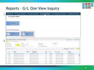 Reports – G/L One View Inquiry
44
1
2
 