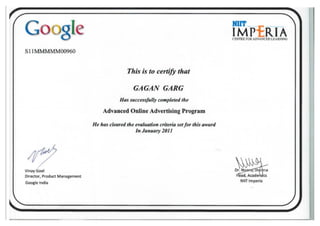 Advance Online Advertising Programme - NIIT Google