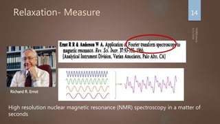 14Relaxation- Measure
Richard R. Ernst
High resolution nuclear magnetic resonance (NMR) spectroscopy in a matter of
seconds
 