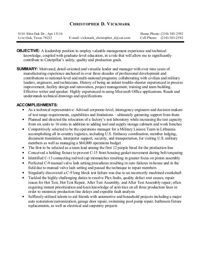 vickmark_christopher_d open objective resume how to start a resume