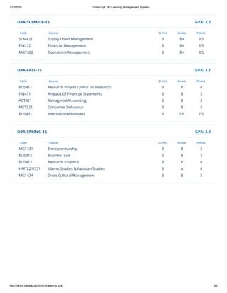 Transcript - IU Learning Management System | PDF
