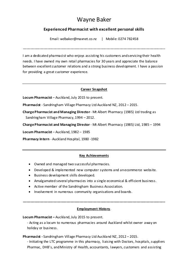 Wayne Baker CV Retail Pharmacist Wayne Baker CV Retail Pharmacist