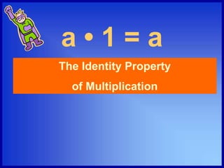 a • 1 = a
The Identity Property
of Multiplication
 