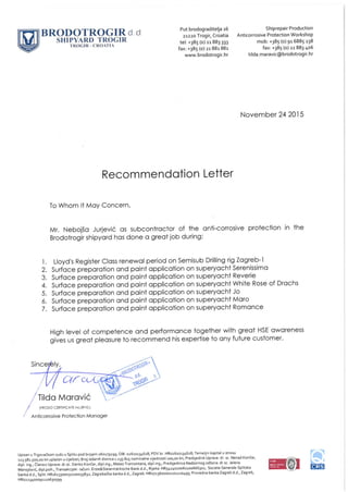 Recommendation letter Brodotrogir
