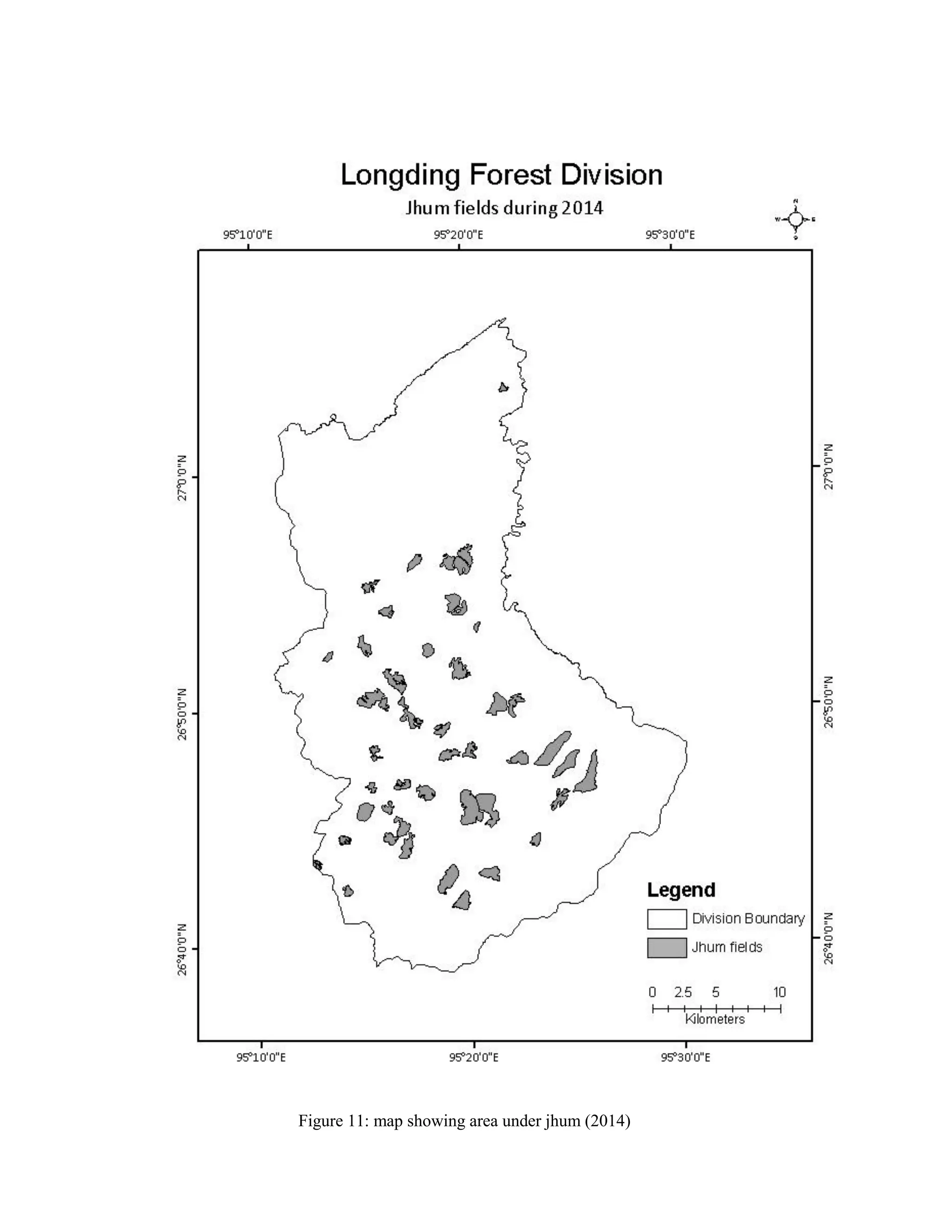 Figure 11: map showing area under jhum (2014)
 