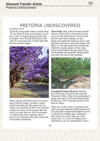 Discount Traveler Article
Pretoria Undiscovered
10
 