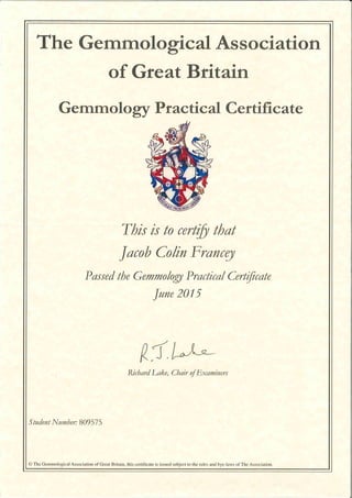 Gemmology Practical Certificate