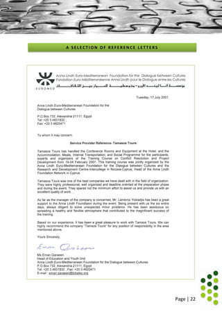 Page | 22
A S E L E C T I O N O F R E F E R E N C E L E T T E R S
 