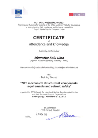 NPP Mechanical Structures Training Certificate