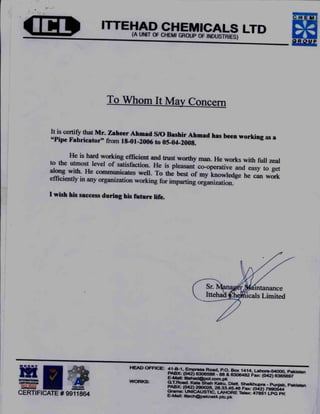 Experience certifecate