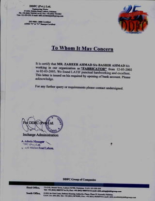 Experience certifecate