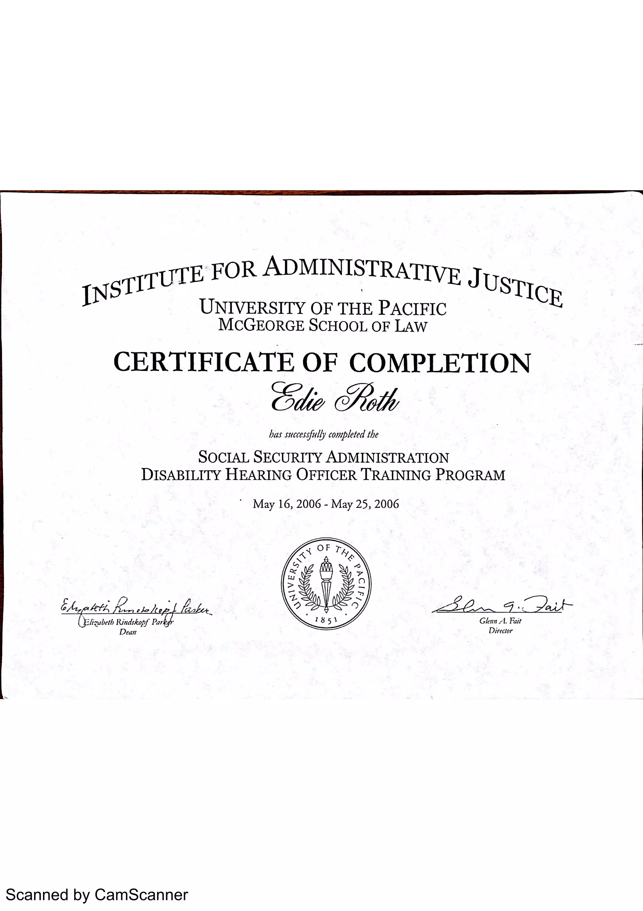 Roth Hearing Officer training 2006 PDF