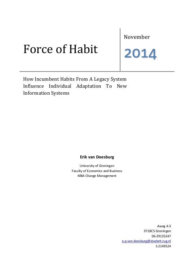 Master thesis on change management