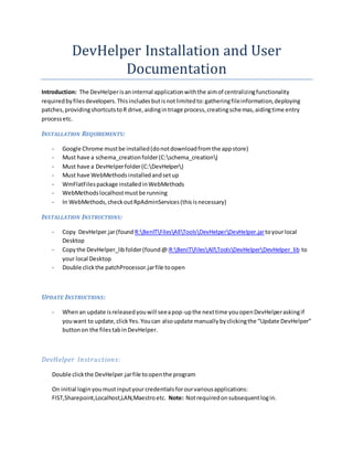 DevHelper Installation and User Documentation | DOCX