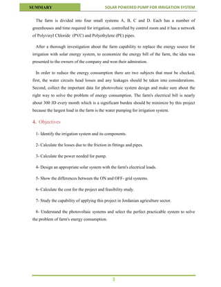 Solar Powered Pump For Irrigation System - Summary | PDF
