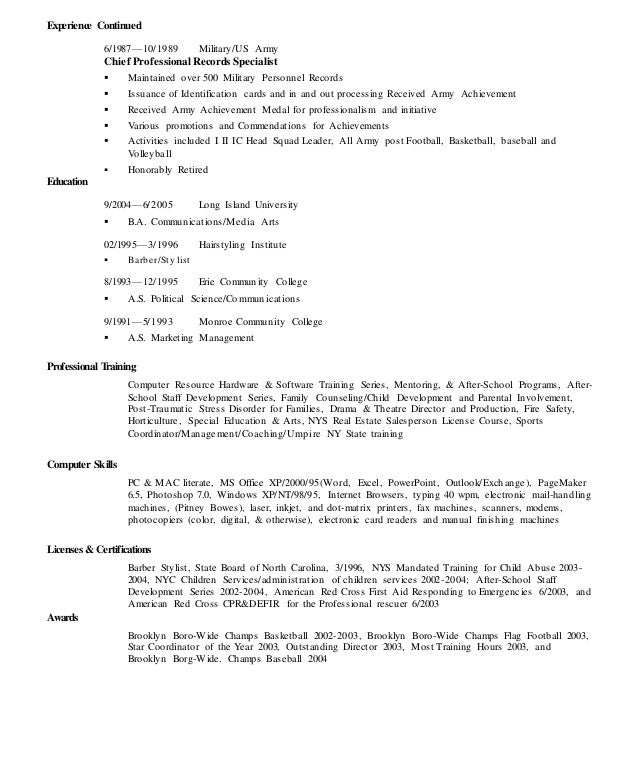 post military resumes