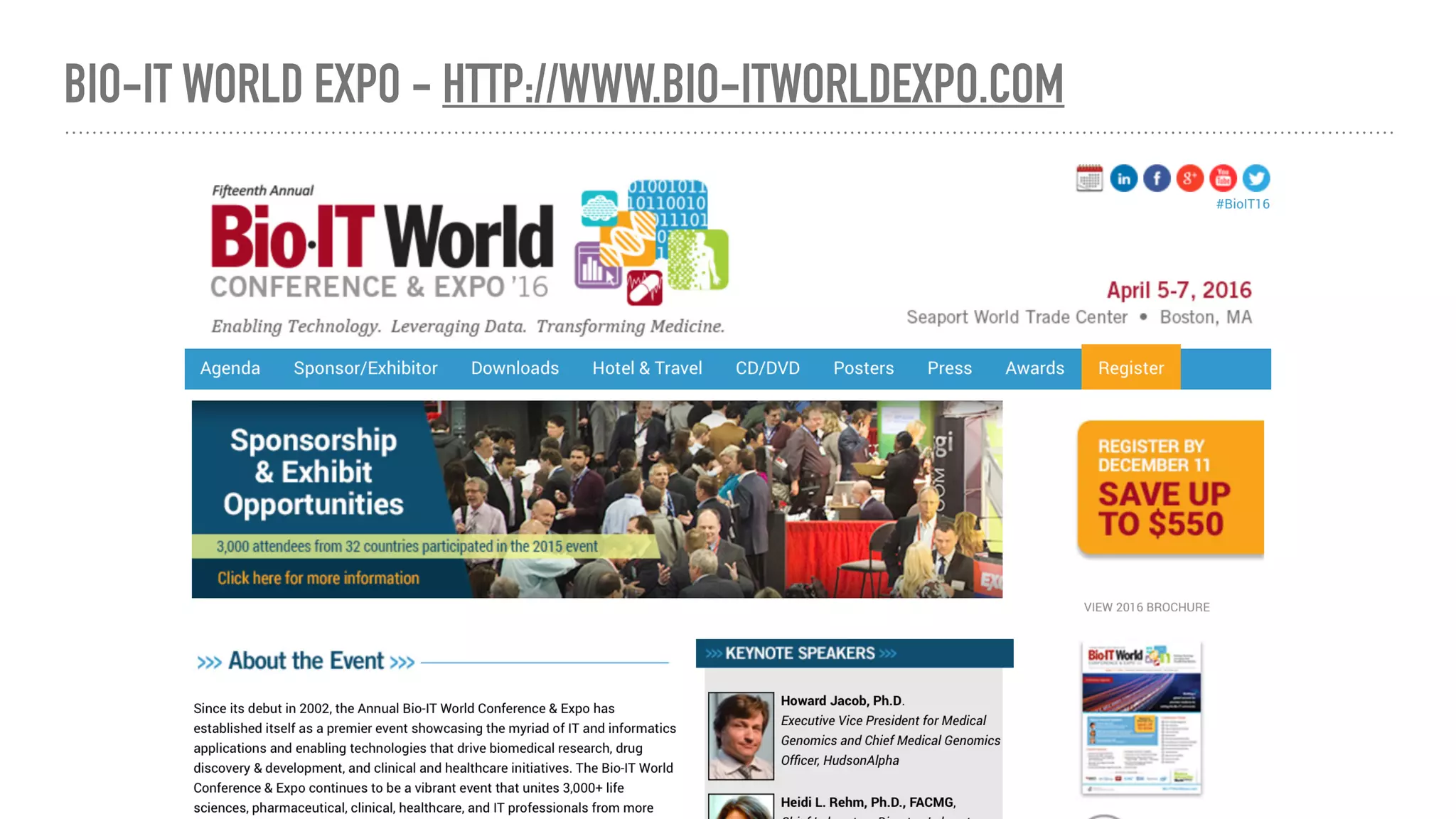 BIO-IT WORLD EXPO - HTTP://WWW.BIO-ITWORLDEXPO.COM
 