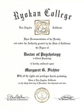 Ryokan College Doctor of Psychology Degree