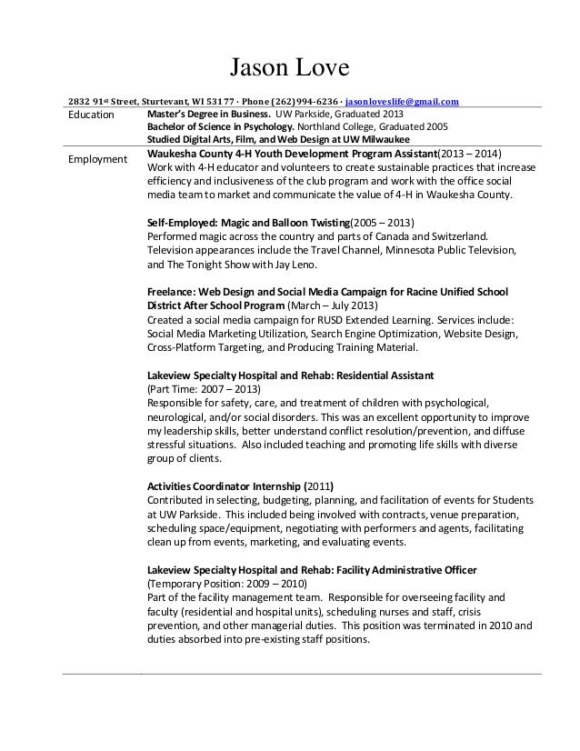 resume for working with children