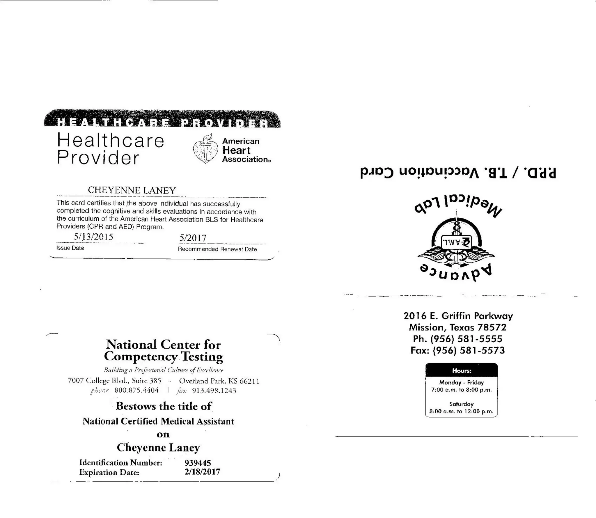 TB CPR and Certification Cards PPT