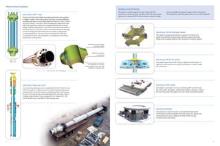 14 15
Spiders and Gimbals
The spider is used to support the riser string while the
connections are being made or broken while the riser string is
being run or retrieved. GE Oil & Gas makes a variety of styles,
each compatible with specific types of riser connections.
The Gimbal sits under the spider and acts as a shock absorber.
Elliptically shaped flanges
minimizes weight
Profile for hydraulic
running tool
Two-diameter pin and box
design ebables quick, accurate
stabbing in roughest seas
VetcoGray MR-6E hydraulic spider
This spider is designed specifically to support our MR-6E riser
system. Its hydraulic support dogs extend to support the lower
flange of the coupling while the riser connection is made or broken.
VetcoGray MR-6H SE spider
This spider supports the riser string on hydraulic sliding dogs. Six
hydraulic units move the cam ring up and down to make or break
the connection.
VetcoGray HMF spider
This spider is used when running or retrieving HMF joints through
the rotary table. Split gates, operated by hydrulic cylanders, support
the riser string when the gates are in the closed and locked position.
VetcoGray Gimbal
The gimbal sits under the spider to provide shock absorption
and assistance with the weight of the riser string. Our design also
compensates for up to 6 degrees of offset whilte running
or retrieving the riser string.
Marine Riser Systems
VetcoGray Telescopic joint
Our VetcoGray telescopic joint is available for MR-6E, MR-6H SE, and
HMF riser systems. It offers maximum rated tensile load capacity in
locked position and other features including hydraulic latch release
for inner and outer barrels, dual split/solid packer elements, fixed or
rotating integral tension rings, prepped for non-integral SDL, SDC
and KT tension rings, and fluid or roller bearing prep.
VetcoGray HMF™ riser
This is one of the most reliable and advanced marine riser systems
in today’s market. It has many years of proven success worldwide –
including drilling the current water depth well record of 10,011 feet in
the Gulf of Mexico. The HMF is ideal for deepwater applications with
high-load operating conditions. Its stepped diameter pin-and-box
design simplifies engagement, even with severe vessel movement. It
avoids loose parts to prevent bolt loss and potential thread damage,
and has locking bolts preloaded above the rated coupling loads
to extend fatigue life. The nose ring and choke/kill line stab subs
can replaced in-field, and its hydraulic running/test tool facilitates
quicker riser running times.
Class F, HMF
flange riser
view of Class F, HMF riser flange pin
 
