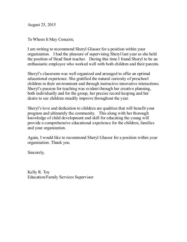 letter of recommendation kelly toy letter of recommendation for child