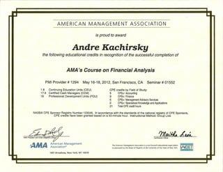 Financial Analysis Course Certificate