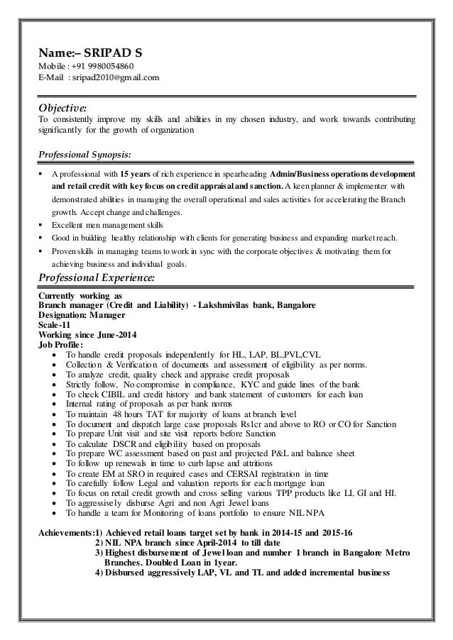 bank resume
