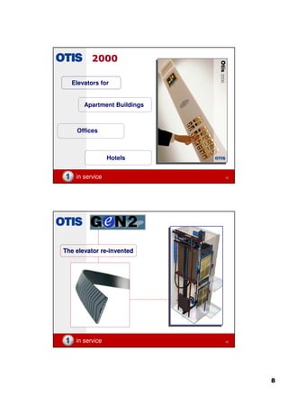 8
in service 15
20002000
Apartment Buildings
Offices
Hotels
Elevators for
in service 16
The elevatorThe elevator rere--inventedinvented
 