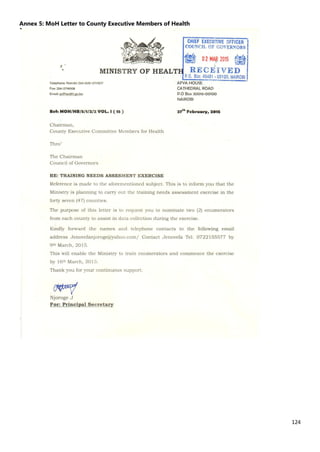 124
Annex 5: MoH Letter to County Executive Members of Health
 