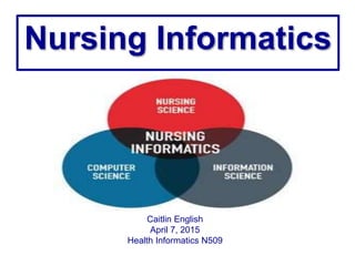 Nursing Informatics
Caitlin English
April 7, 2015
Health Informatics N509
 