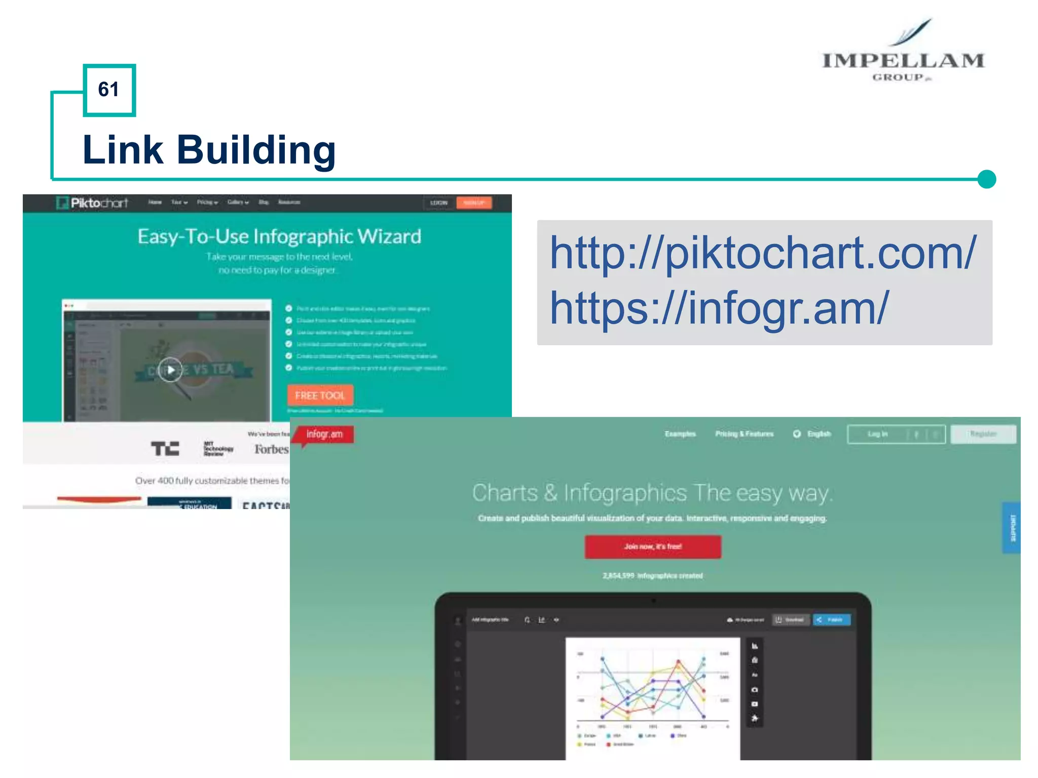 61
Link Building
http://piktochart.com/
https://infogr.am/
 