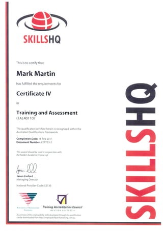 TAE40110 Certificate IV in Training and Assessment.PDF