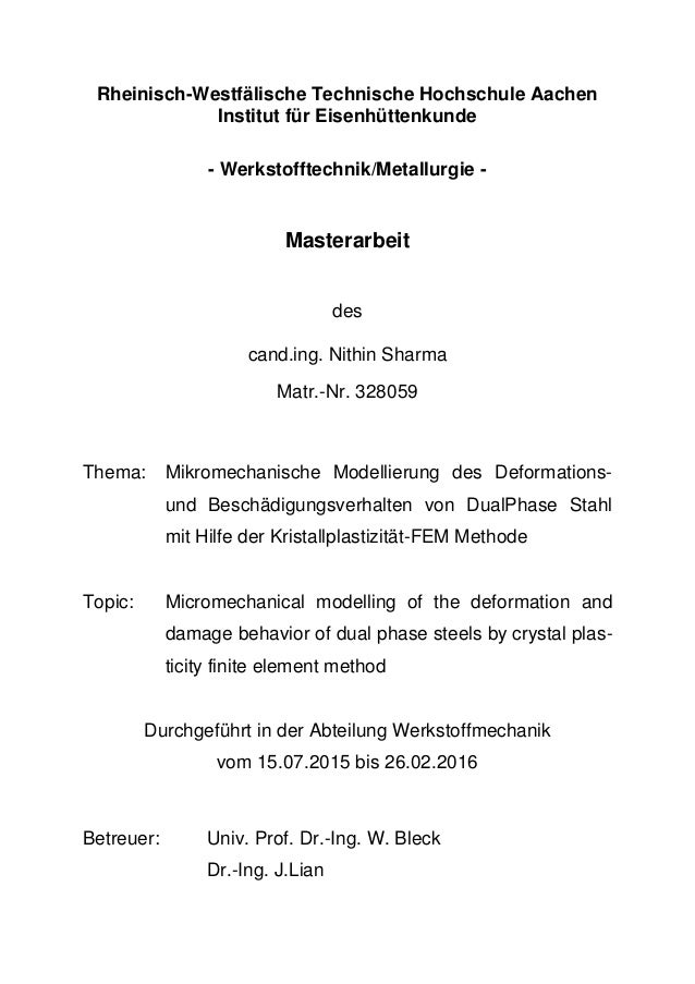 Master thesis in statistics