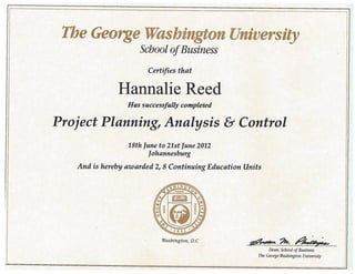 Project Planning Analysis and Control - 2012