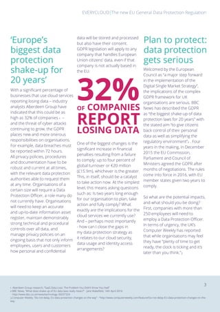 The new EU General Data Protection RegulationEVERYCLOUD
3
‘Europe’s
biggest data
protection
shake-up for
20 years’
With a ...