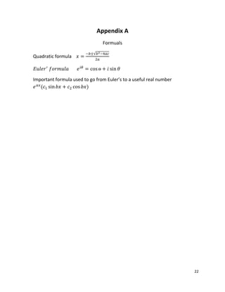 22
Appendix A
Formuals
Quadratic formula
√
Important formula used to go from Euler’s to a useful real number
( )
 