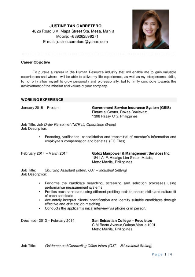 sample resume for teachers without experience philippines