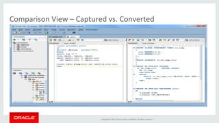 Copyright	
  ©	
  2014,	
  Oracle	
  and/or	
  its	
  aﬃliates.	
  All	
  rights	
  reserved.	
  	
  |	
  
Comparison	
  View	
  –	
  Captured	
  vs.	
  Converted	
  
 