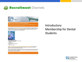 Introductory 
Membership for Dental 
Students
Recruitment Channels
 