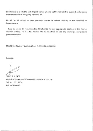 Robor reference letter