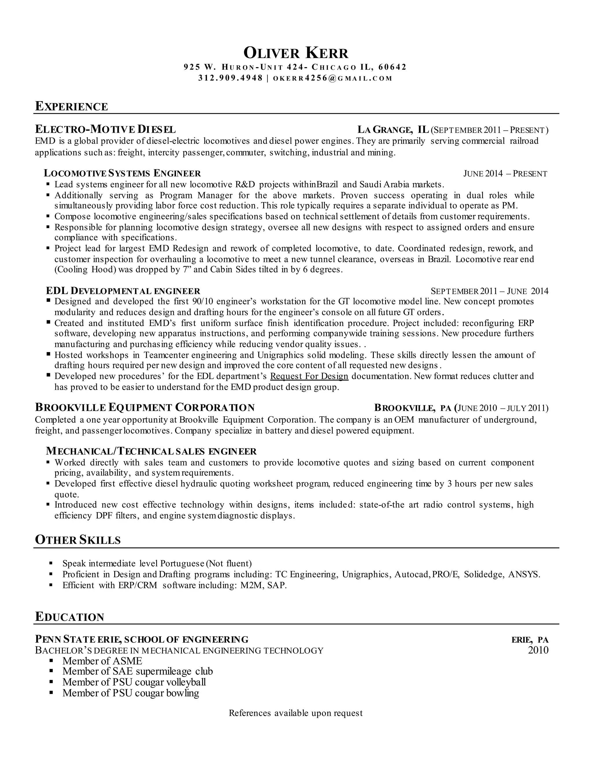 References Engineer Resume PDF
