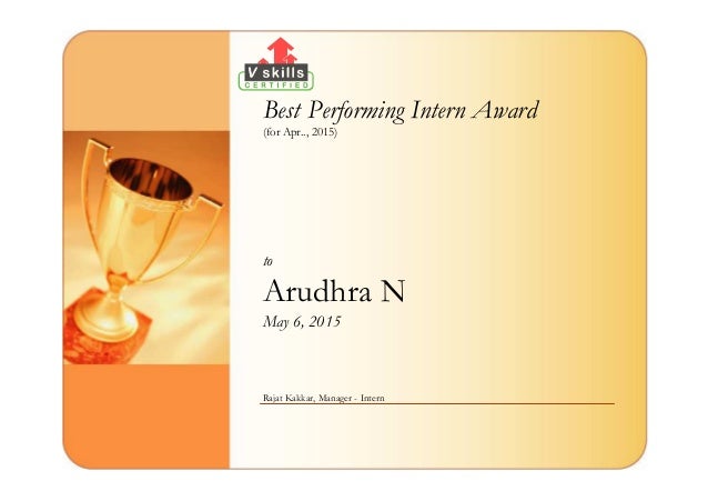 best intern certificate arudhra n best intern